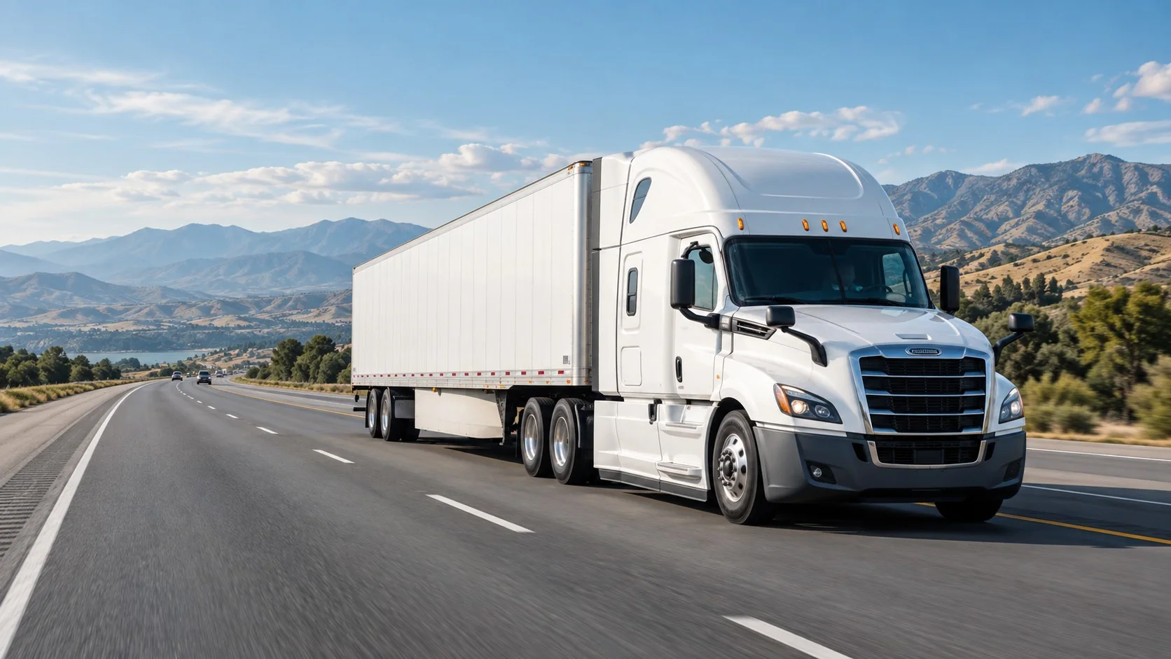 Freight truck traveling on a U.S. highway