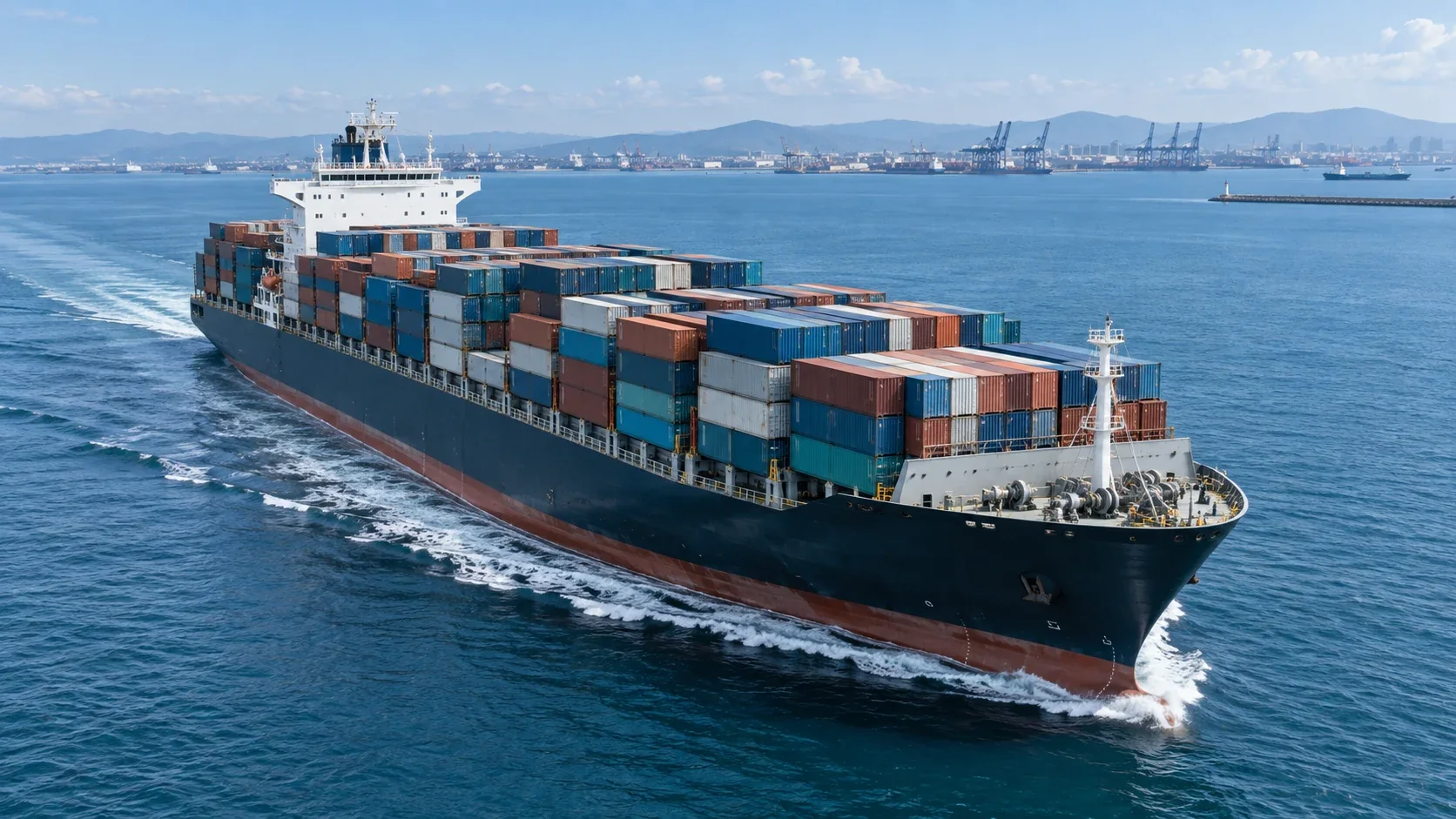 Container ship transporting ocean freight