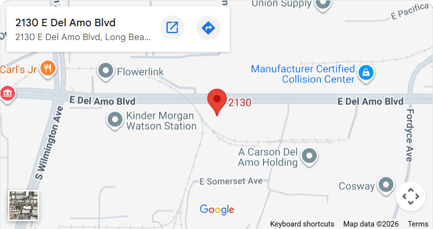 Street map showing the long beach warehouse map