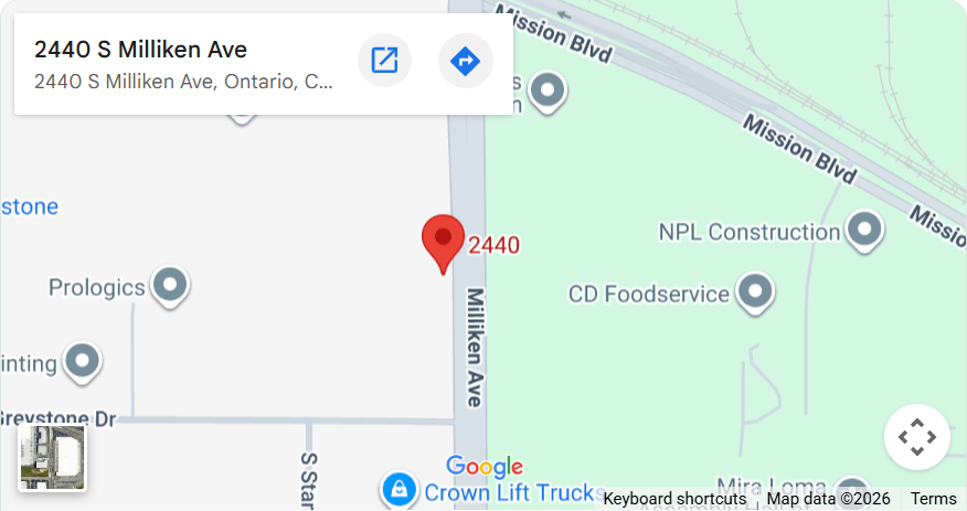 Street map showing the ontario warehouse map