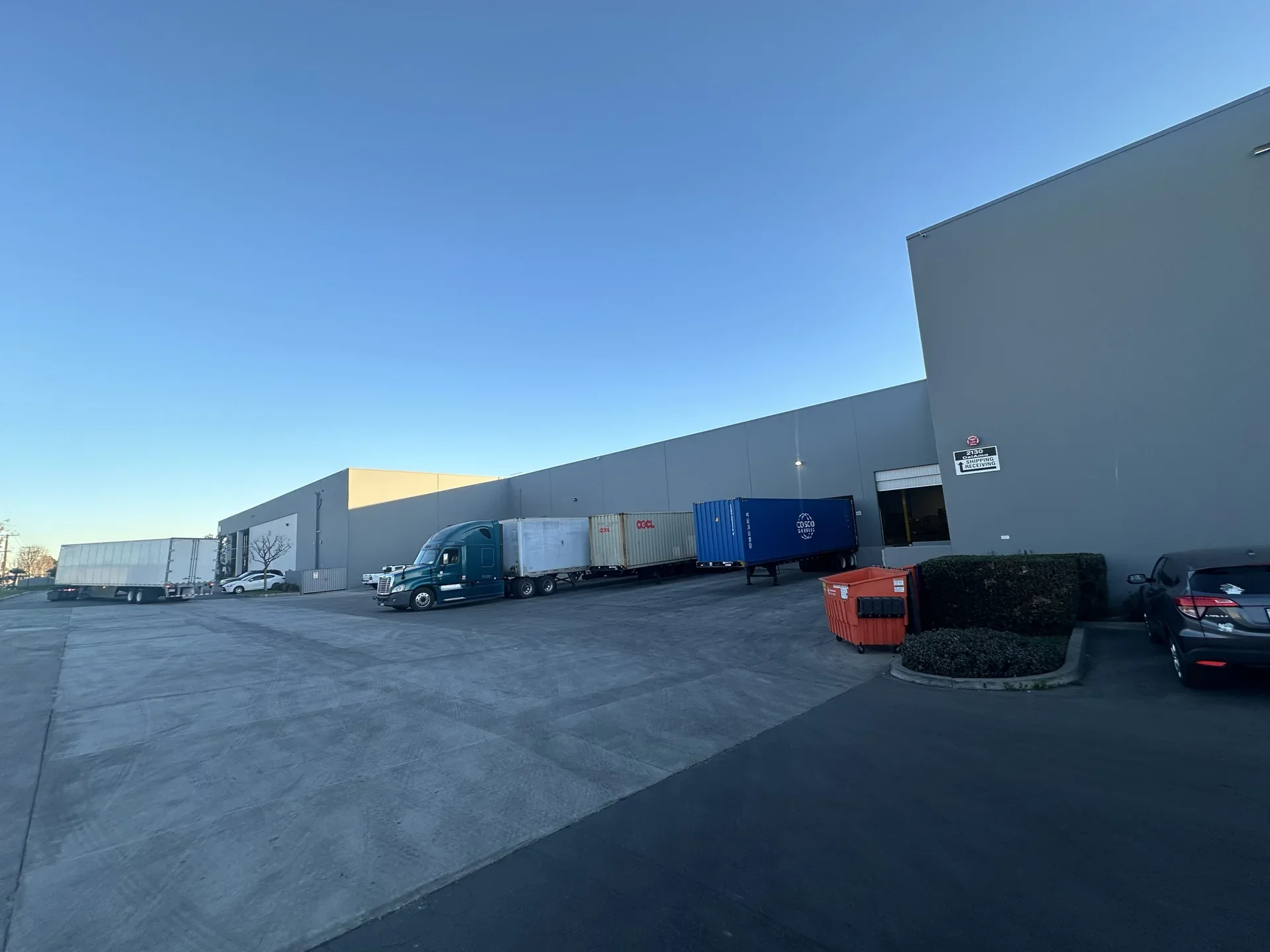 Warehouse loading docks and truck yard in Carson, California
