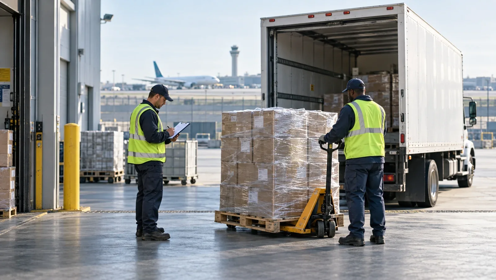 Air cargo prepared for ground transport
