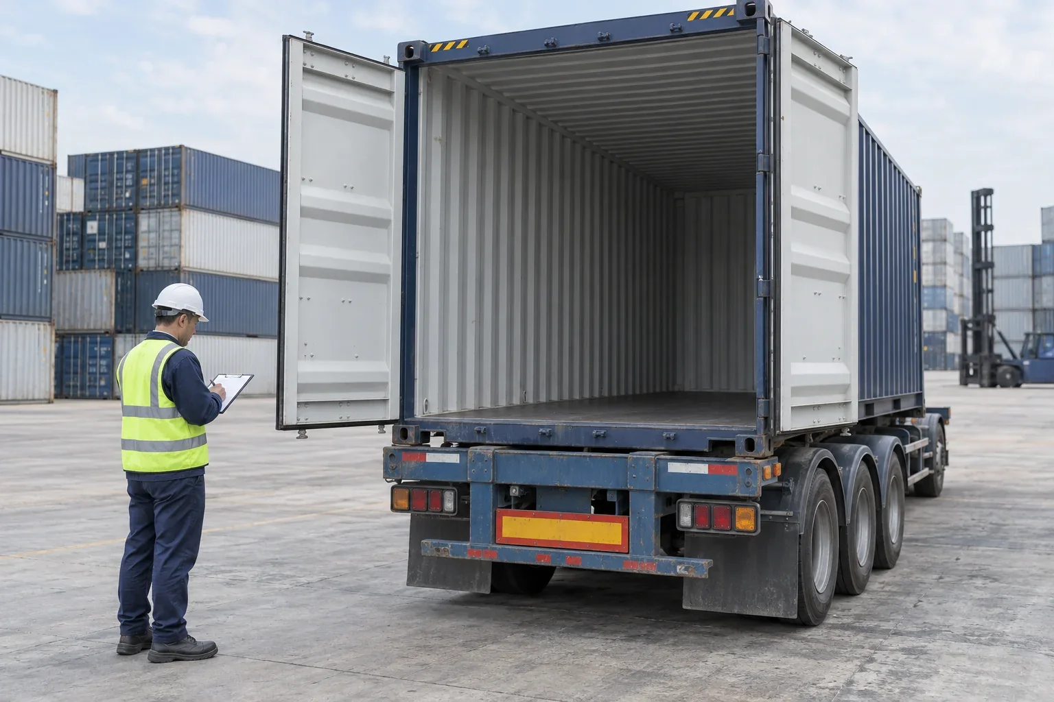 Empty shipping container being returned to a terminal