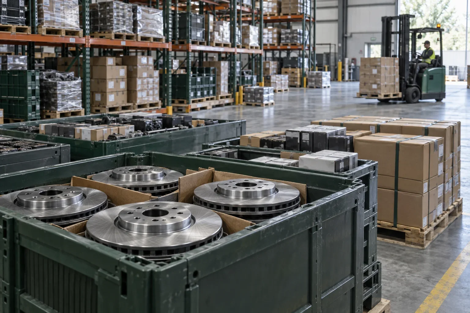 Automotive components staged for distribution
